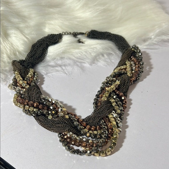 Elegant Vintage Braided Necklace with Gold and Silver Accents 22 strands. WA428 - Picture 1 of 1